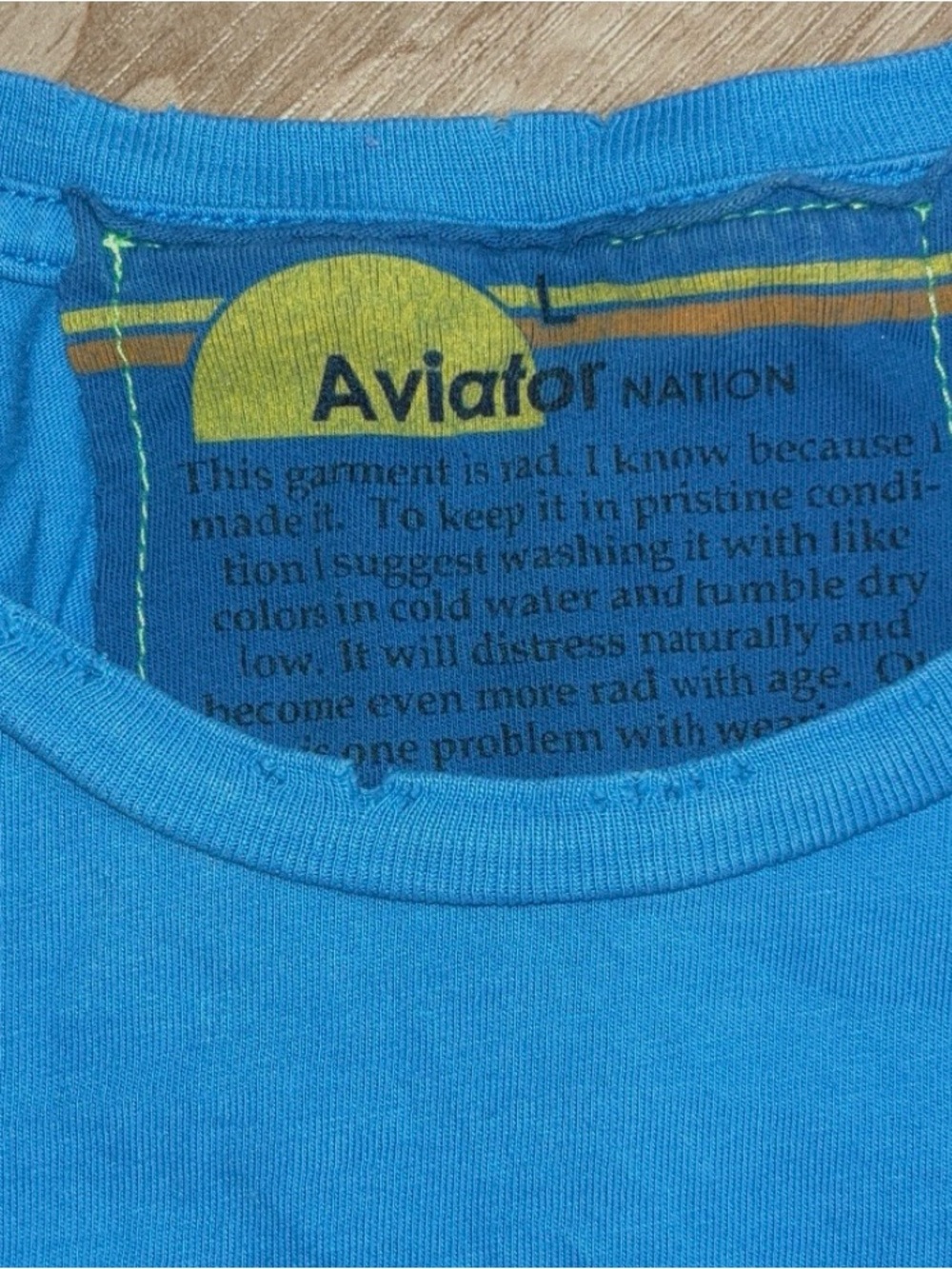Aviator Nation Vintage Red & teal blue size Large women’s slightly crop tee! - Picture 3 of 5